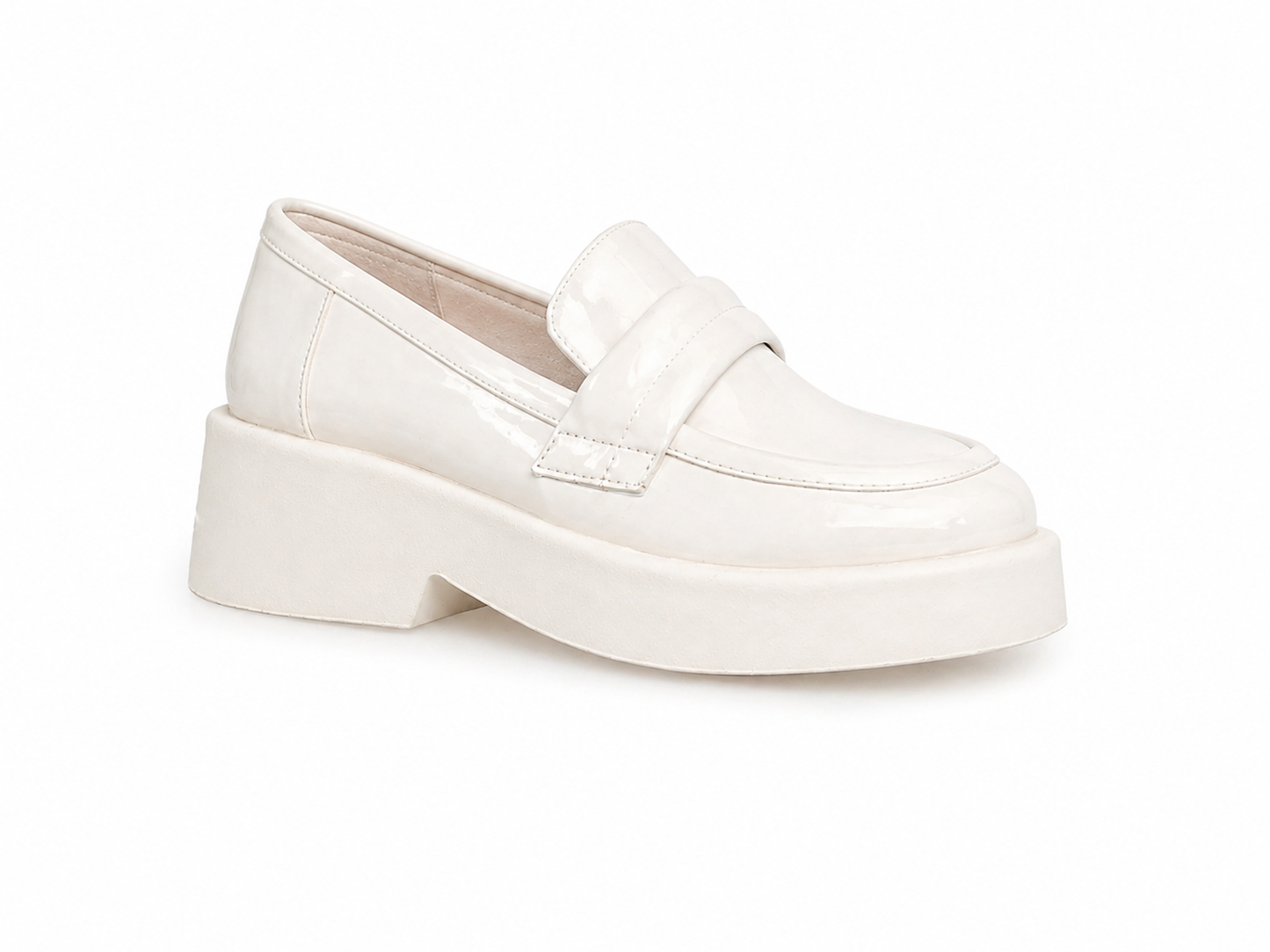 Cream glossy loafers