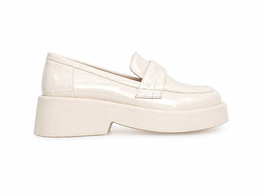Cream glossy loafers